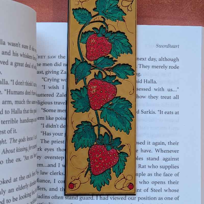 Strawberry Vine Bookmark Textured Gothic Reader Gift
