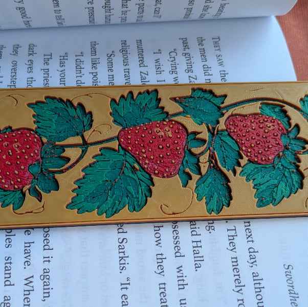 Strawberry Vine Bookmark Textured Gothic Reader Gift