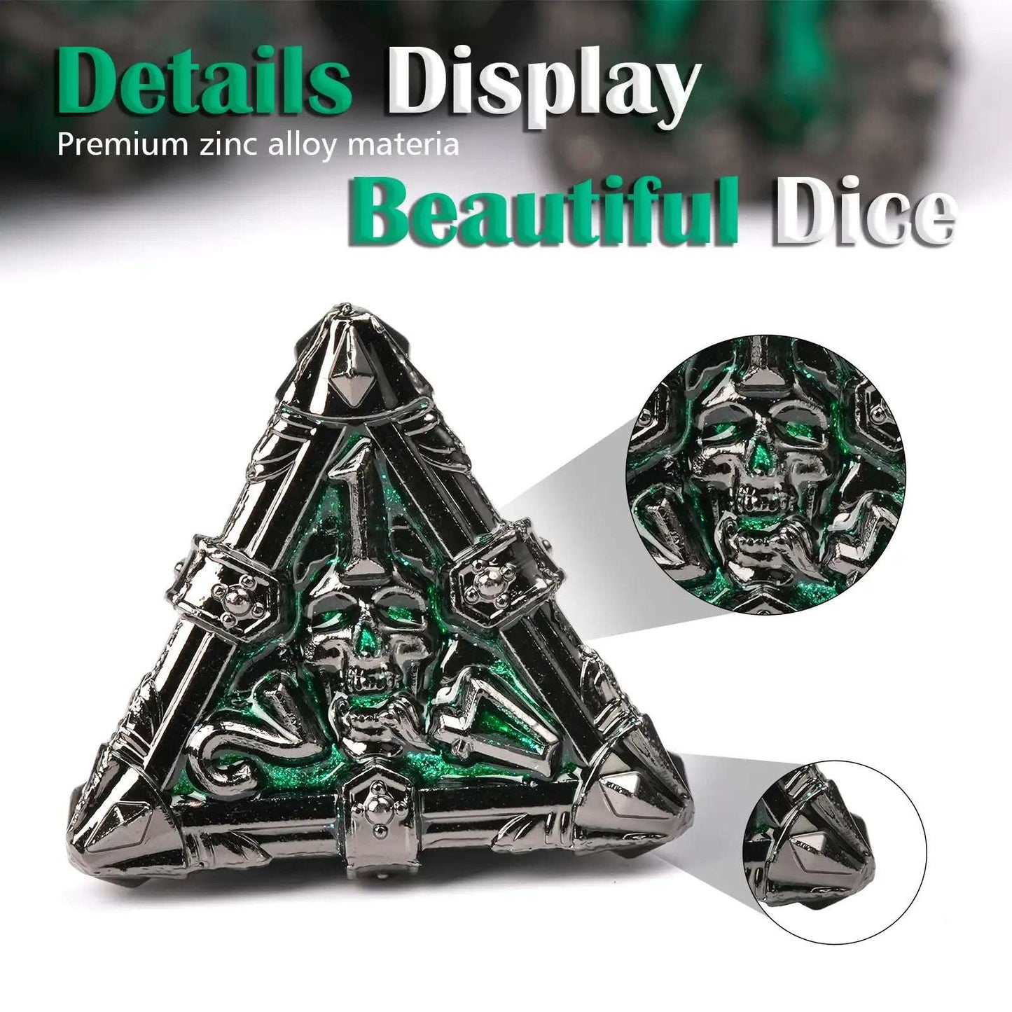 Mysterious dark gothic skeleton series metal dnd dice set