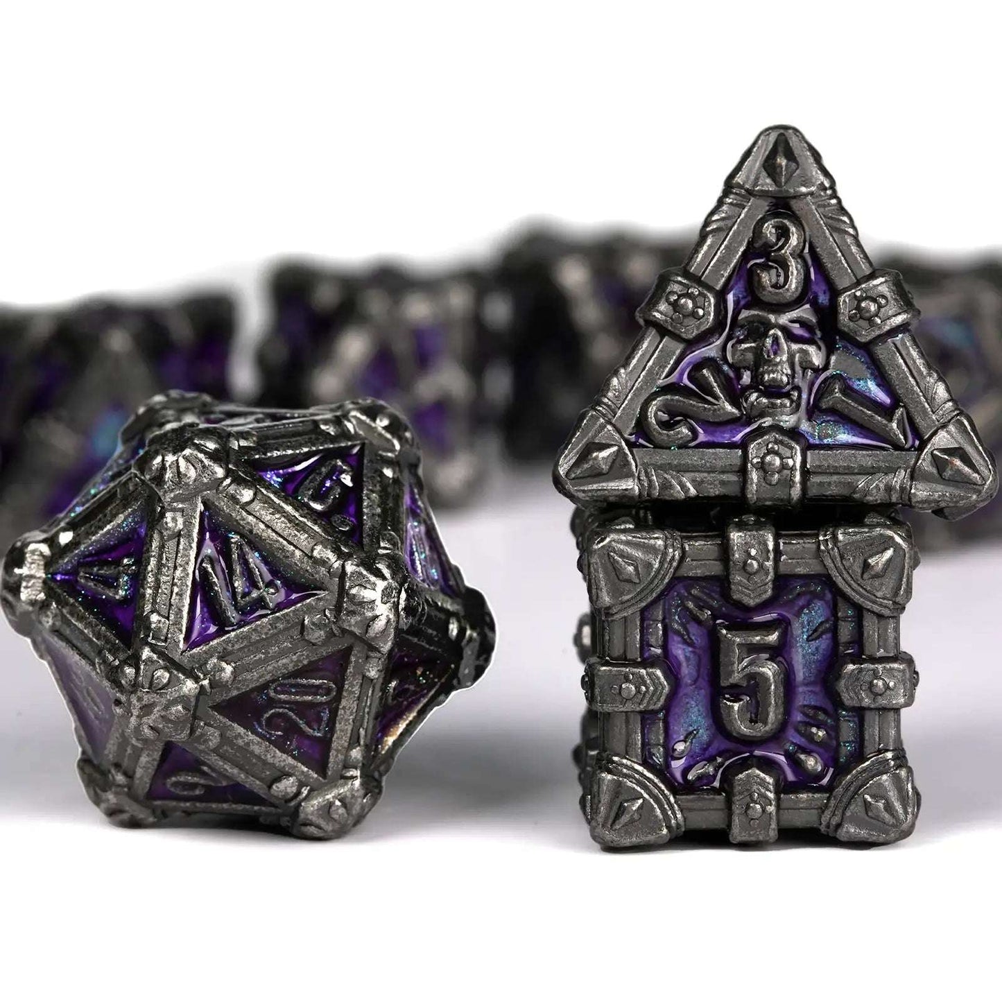 Mysterious dark gothic skeleton series metal dnd dice set
