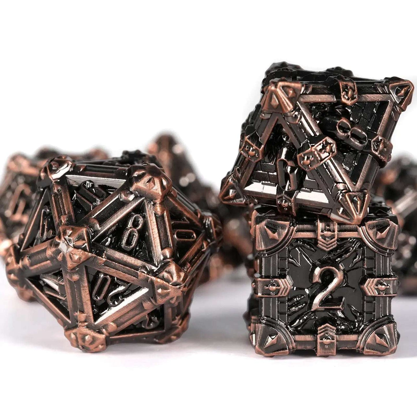 Mysterious dark gothic skeleton series metal dnd dice set