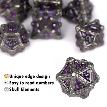 Mysterious dark gothic skeleton series metal dnd dice set