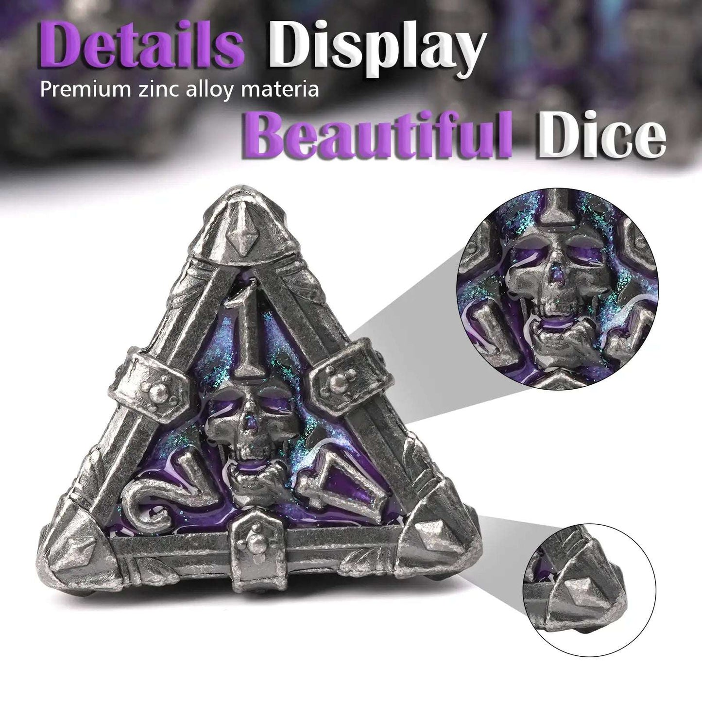 Mysterious dark gothic skeleton series metal dnd dice set