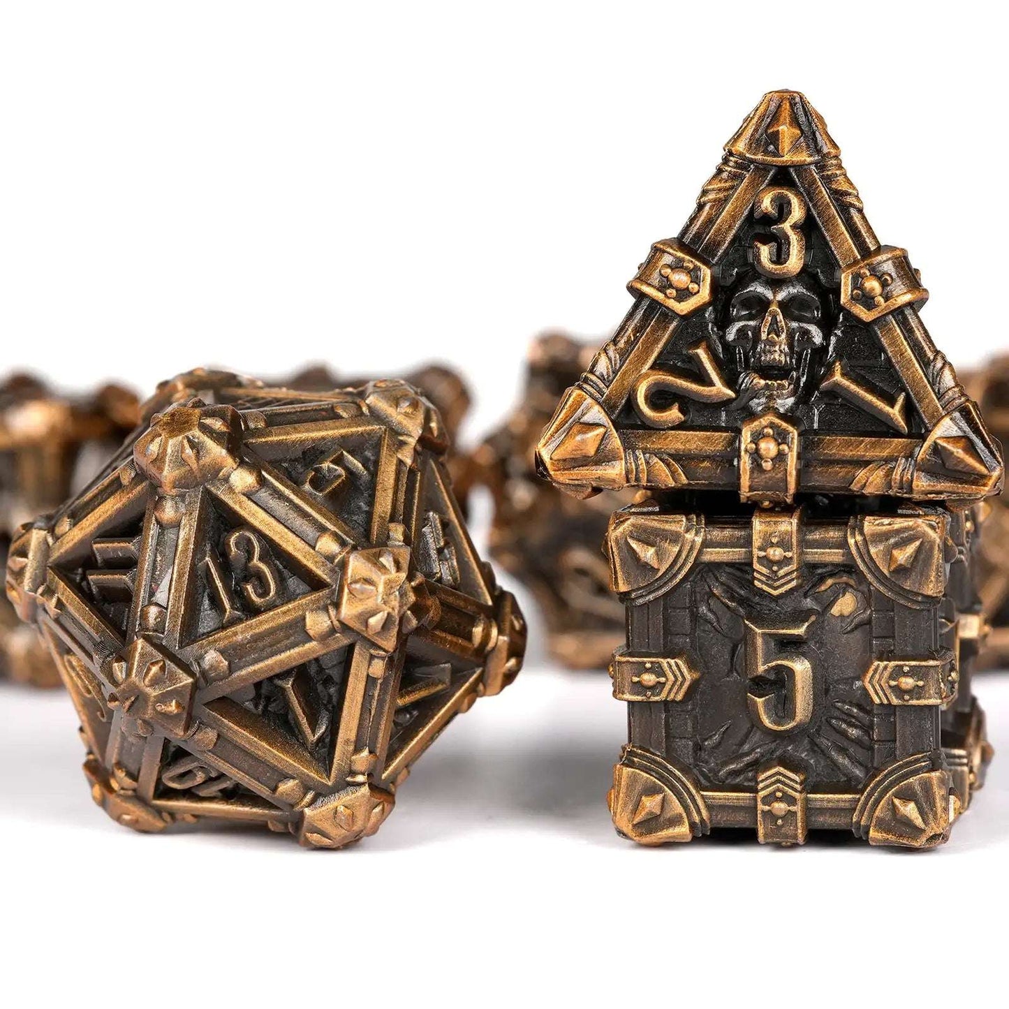 Mysterious dark gothic skeleton series metal dnd dice set