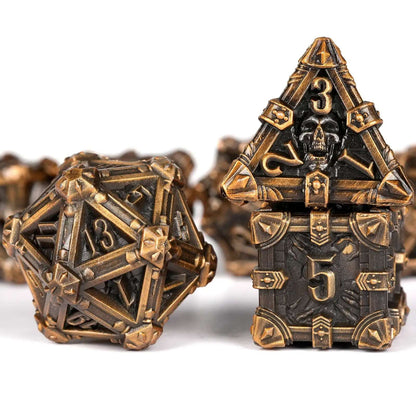 Mysterious dark gothic skeleton series metal dnd dice set
