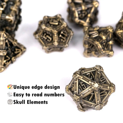 Mysterious dark gothic skeleton series metal dnd dice set
