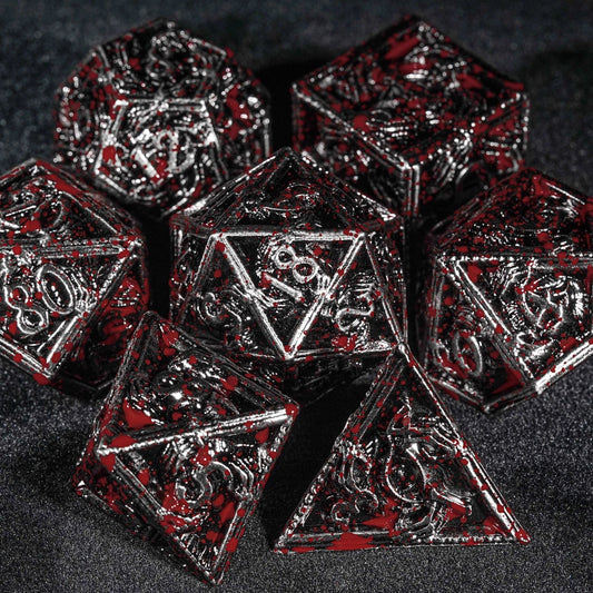 Mystic Wizard - Dark Skeleton Hand Metal DND Dice Set