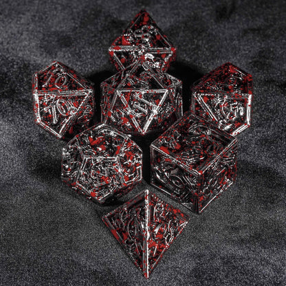 Mystic Wizard - Dark Skeleton Hand Metal DND Dice Set