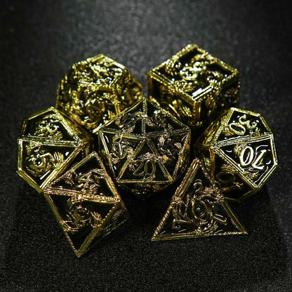 Mystic Wizard - Dark Skeleton Hand Metal DND Dice Set