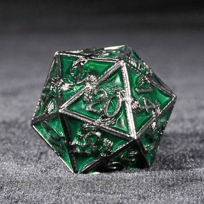 Mystic Wizard - Dark Skeleton Hand Metal DND Dice Set