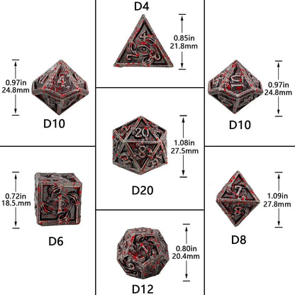 Mystic Wizard - Dark Skeleton Hand Metal DND Dice Set