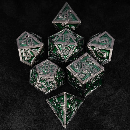 Mystic Wizard - Dark Skeleton Hand Metal DND Dice Set