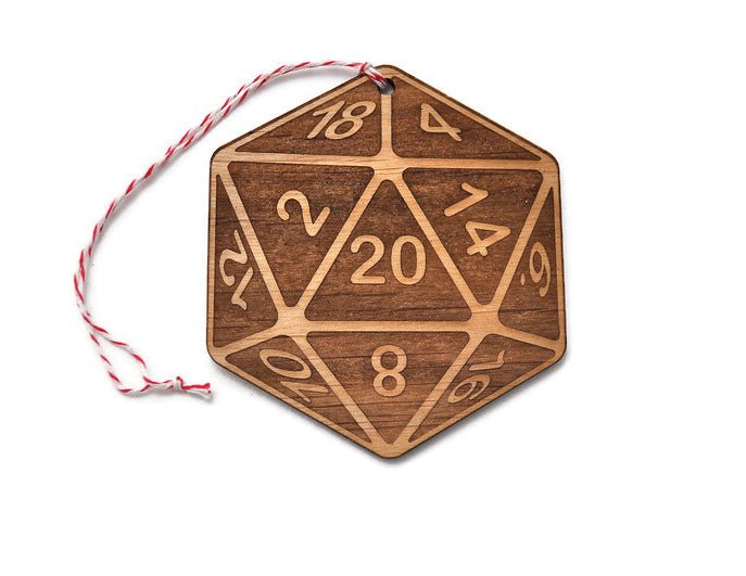 Nat 20 DND Ornament — Wood Holiday Gift for Tabletop Gamers