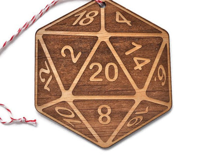 Nat 20 DND Ornament — Wood Holiday Gift for Tabletop Gamers