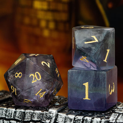 Natural Fluorite Gemstone Dice Set