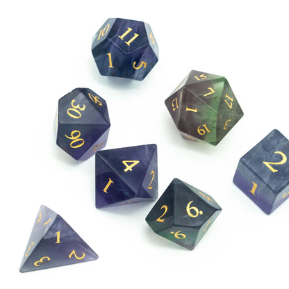 Natural Fluorite Gemstone Dice Set