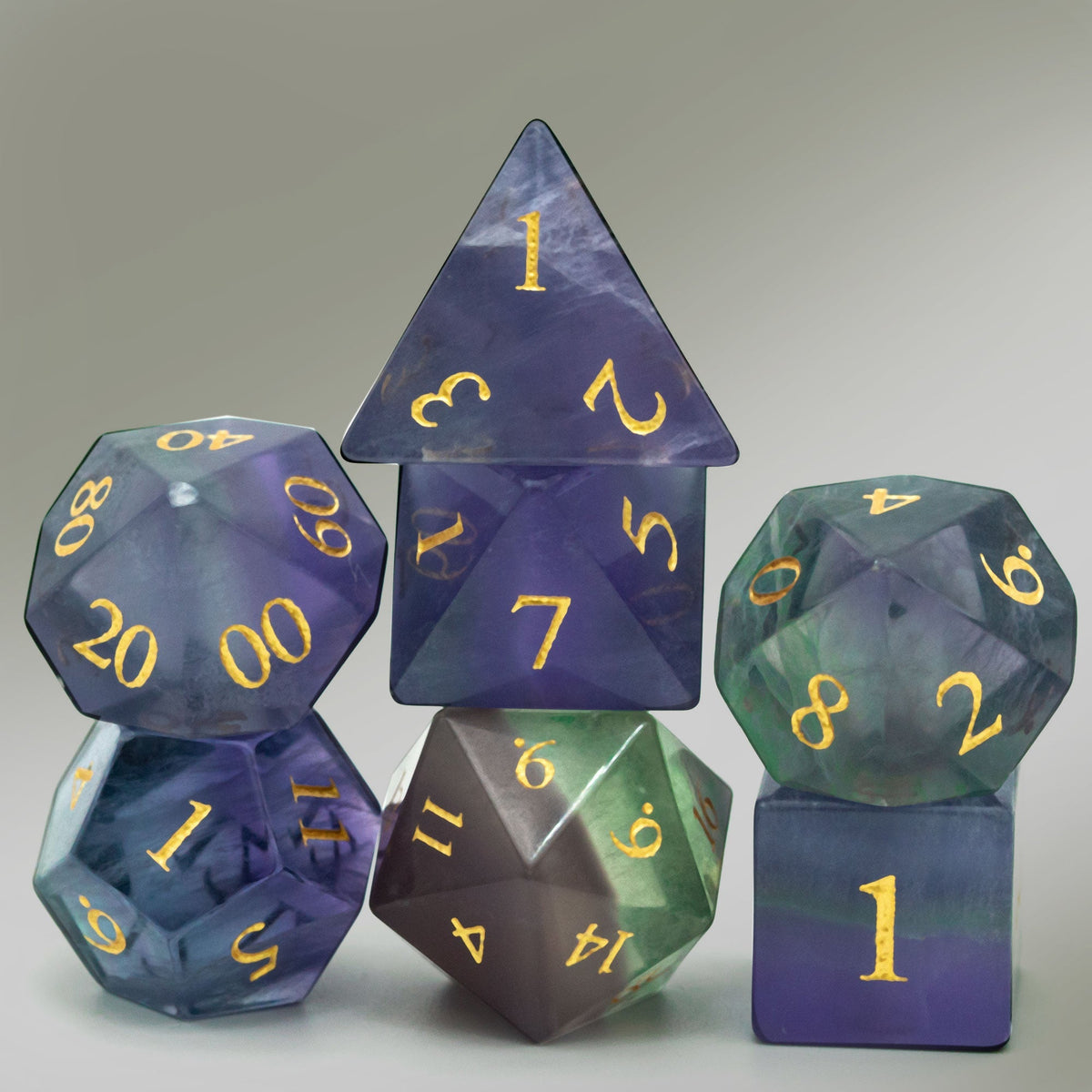 Natural Fluorite Gemstone Dice Set