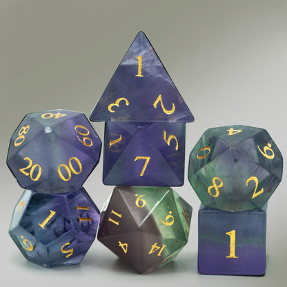 Natural Fluorite Gemstone Dice Set