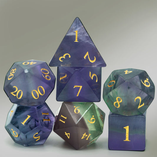 Natural Fluorite Gemstone Dice Set