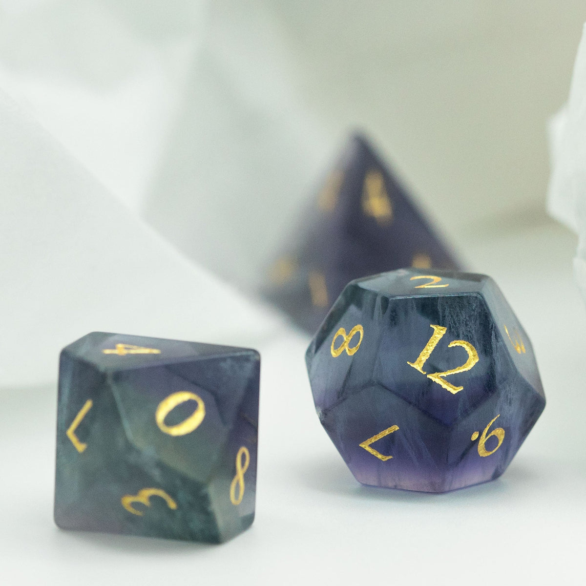 Natural Fluorite Gemstone Dice Set