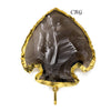 Obsidian "Arrowhead" Pendants with Gold Plating (2 in) 5 Pcs