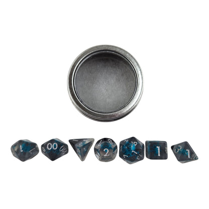 Octopus Dice Set — 7-Piece Clear Gray Resin DND Dice with Octopus Inclusions
