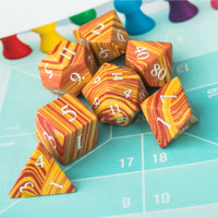 Orange Malachite Gemstone Dice Set