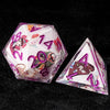 Oriental Culture - White Resin DND Dice Set + Purple Font