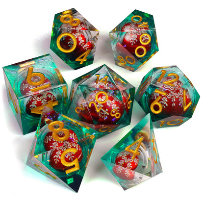 Christmas Rumble Sharp RPG Dice Set | 7 Pieces