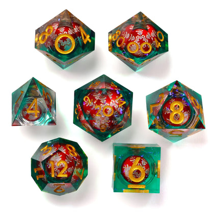 Christmas Rumble Sharp RPG Dice Set | 7 Pieces