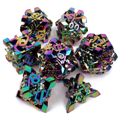Pixelforge Prism Iridescent Metal RPG Dice Set | 7 Pieces