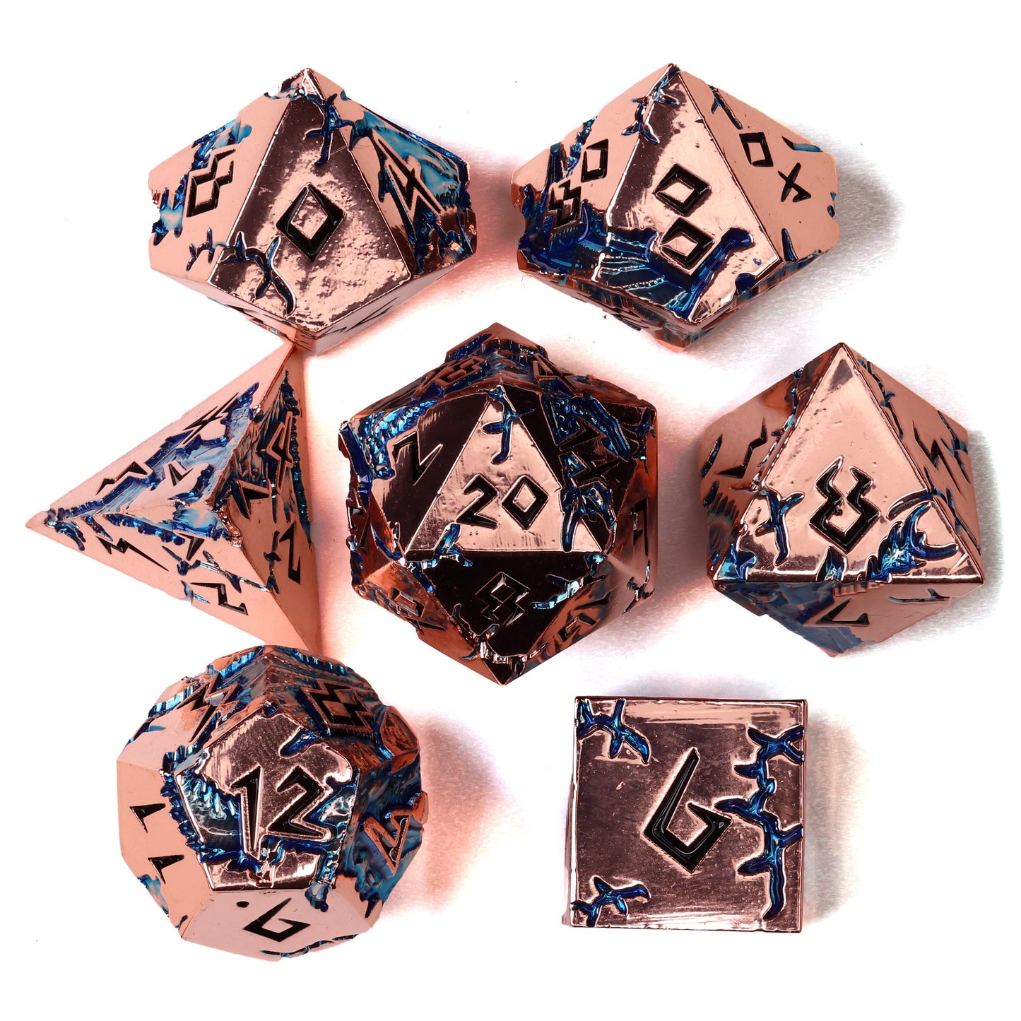 Tempest of the Sapphire Sky Metal RPG Dice Set | 7 Pieces