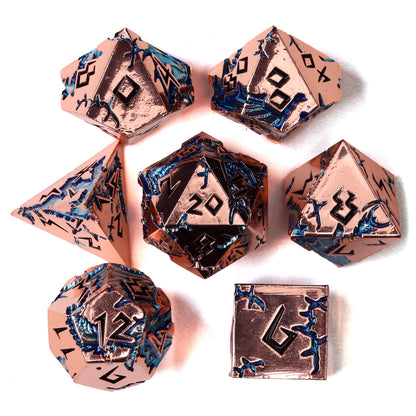 Tempest of the Sapphire Sky Metal RPG Dice Set | 7 Pieces