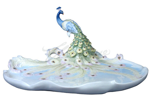 Peacock Tray - Fine Porcelain Bird & Feather Decorative Display