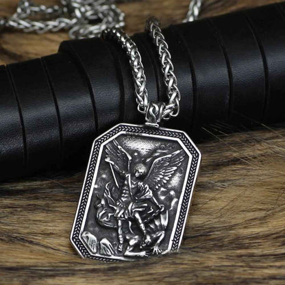 Roman St.Michael Stainless Steel Amulet Necklace