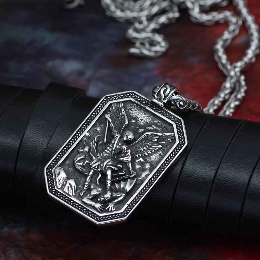 Roman St.Michael Stainless Steel Amulet Necklace