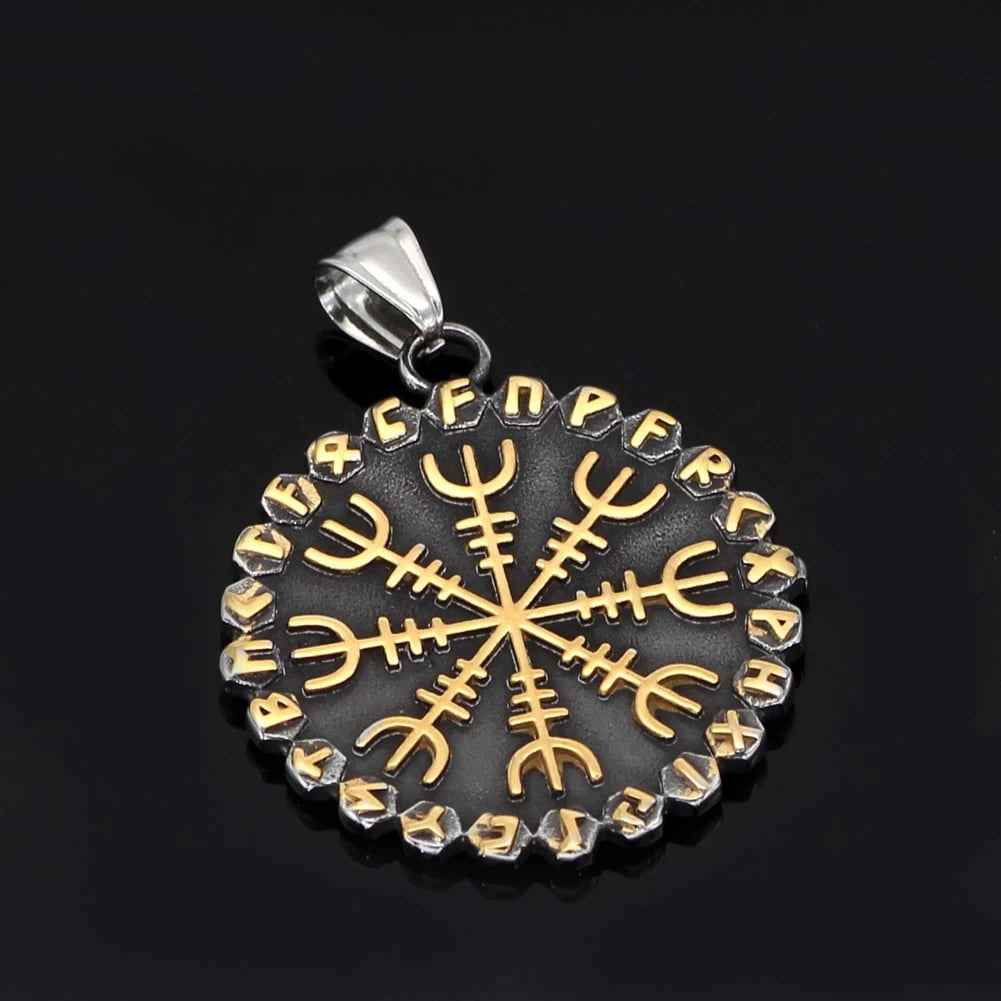 Vikings Helm of Awe Compass Rune Pendant Necklace