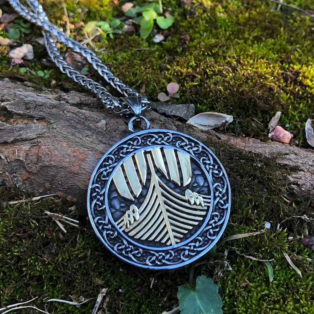 Vikings Longship Stainless Steel Pendant Necklace