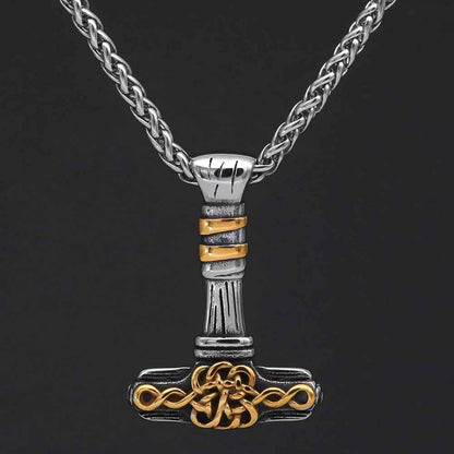 Vikings Mjolnir Celtic Knot Stainless Steel Necklace
