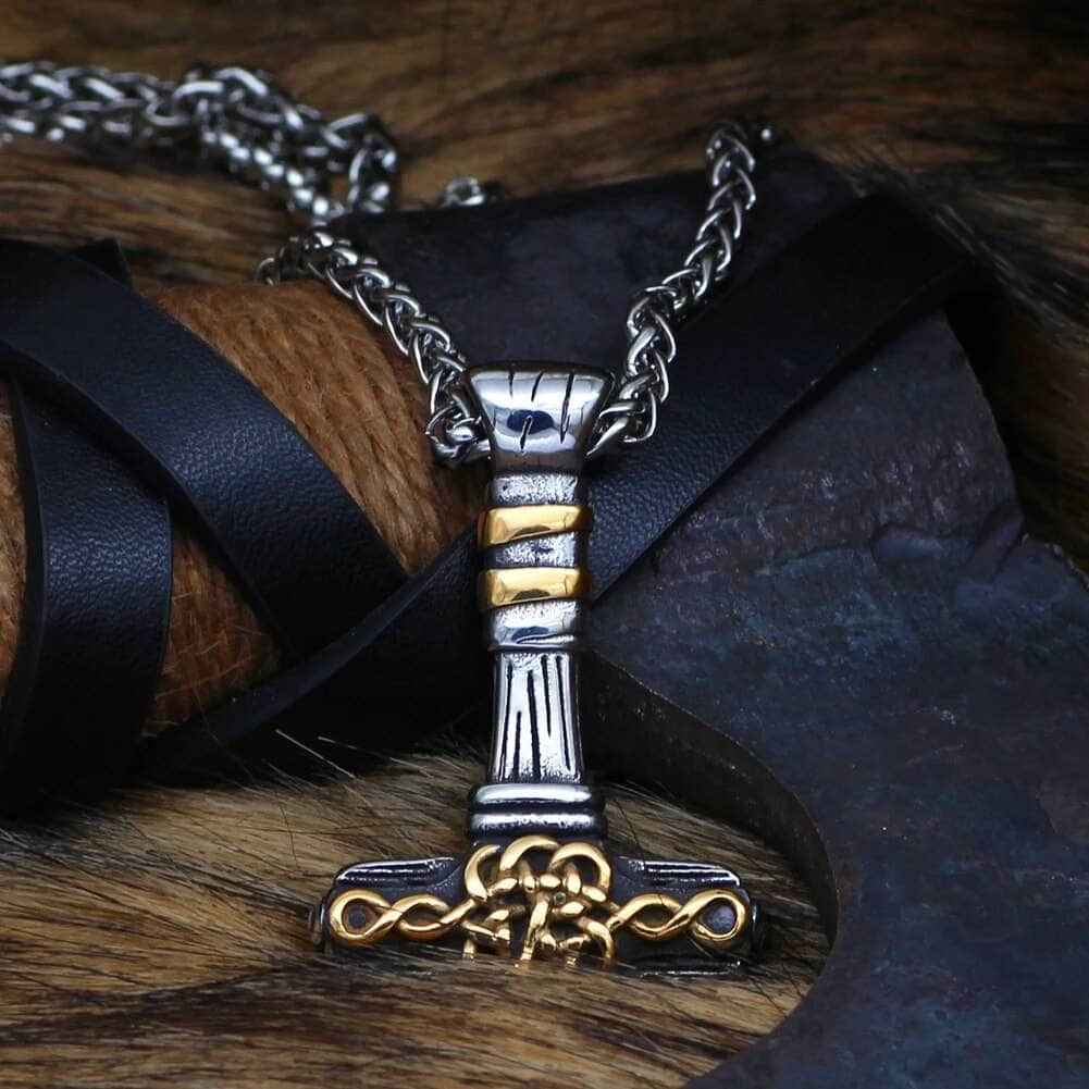 Vikings Mjolnir Celtic Knot Stainless Steel Necklace