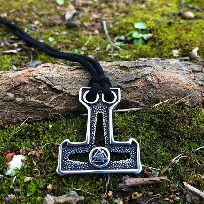 Vikings Thor's Hammer Valknut Stainless Steel Necklace
