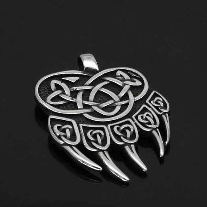 Vikings Wolf Paw Valknut Stainless Steel Necklace