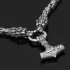 Vikings Dragon Head Mjolnir Stainless Steel Necklace