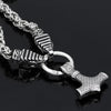 Vikings Mjolnir in Dragon Head Stainless Steel Necklace