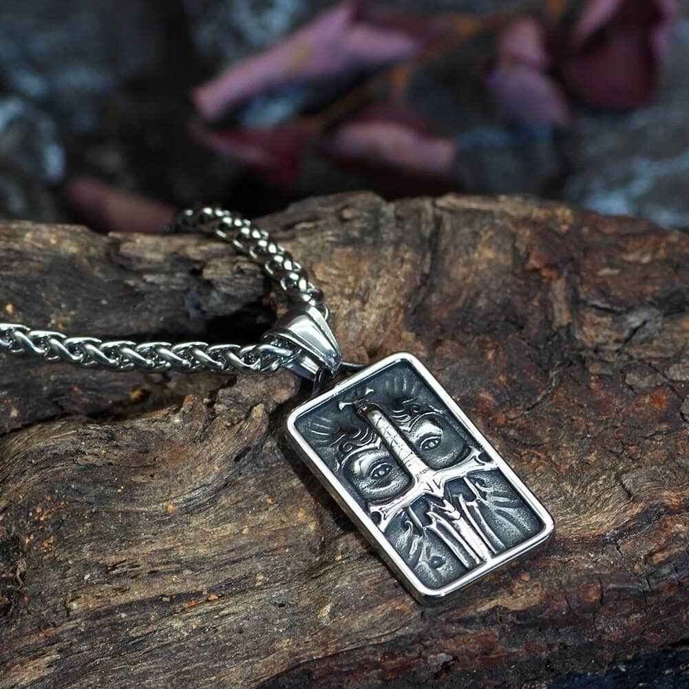 Vikings Odin's Face Stainless Steel Amulet Necklace