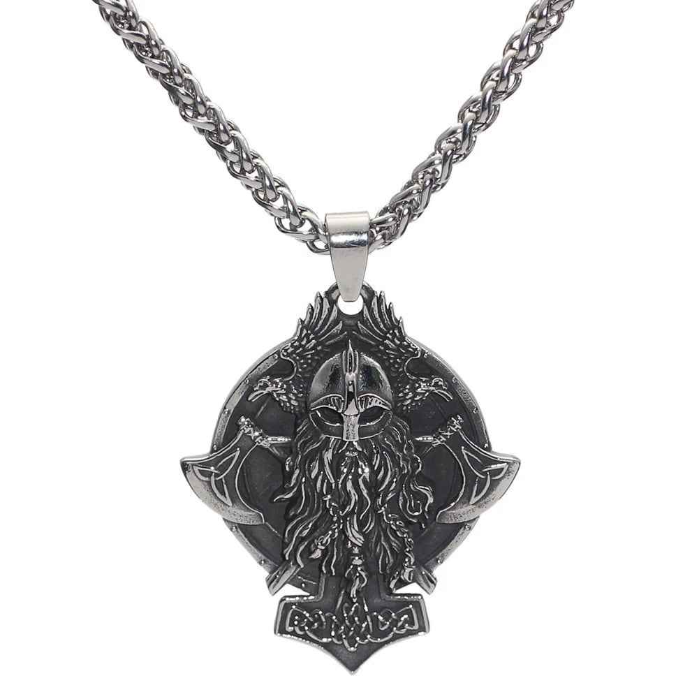 Vikings Warrior and Axe Stainless Steel Necklace