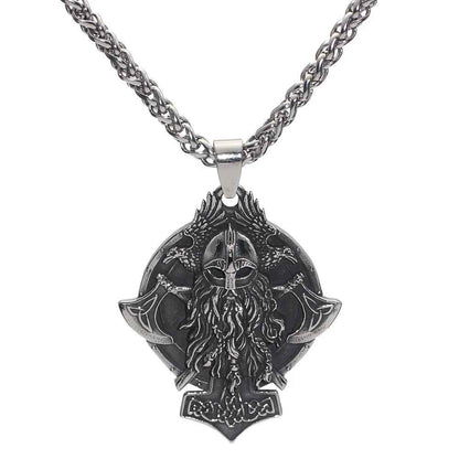 Vikings Warrior and Axe Stainless Steel Necklace