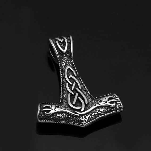 Vikings Mjolnir Dragon Stainless Steel Necklace