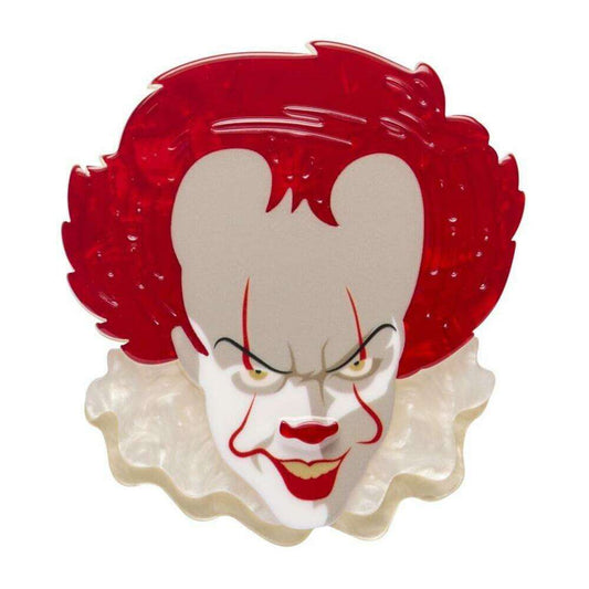 Pennywise Clown Brooch – Horror Character Statement Pin, 58 × 66 mm