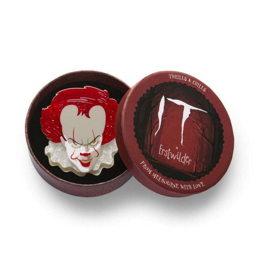 Pennywise Clown Brooch – Horror Character Statement Pin, 58 × 66 mm